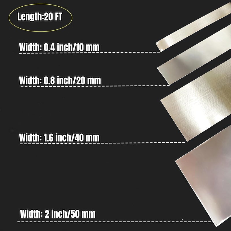 Funyfa Store 20FT Metal Wall Trim,Peel and Stick Molding Trim Frame,Stainless Steel Trim,self Adhesive Trim for Wall Fireplace Microwave Gap Filler,Gold Brushed,20ft x 0.4inch - Image 4